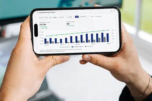 Mobile device showing Dealsheets dashboard